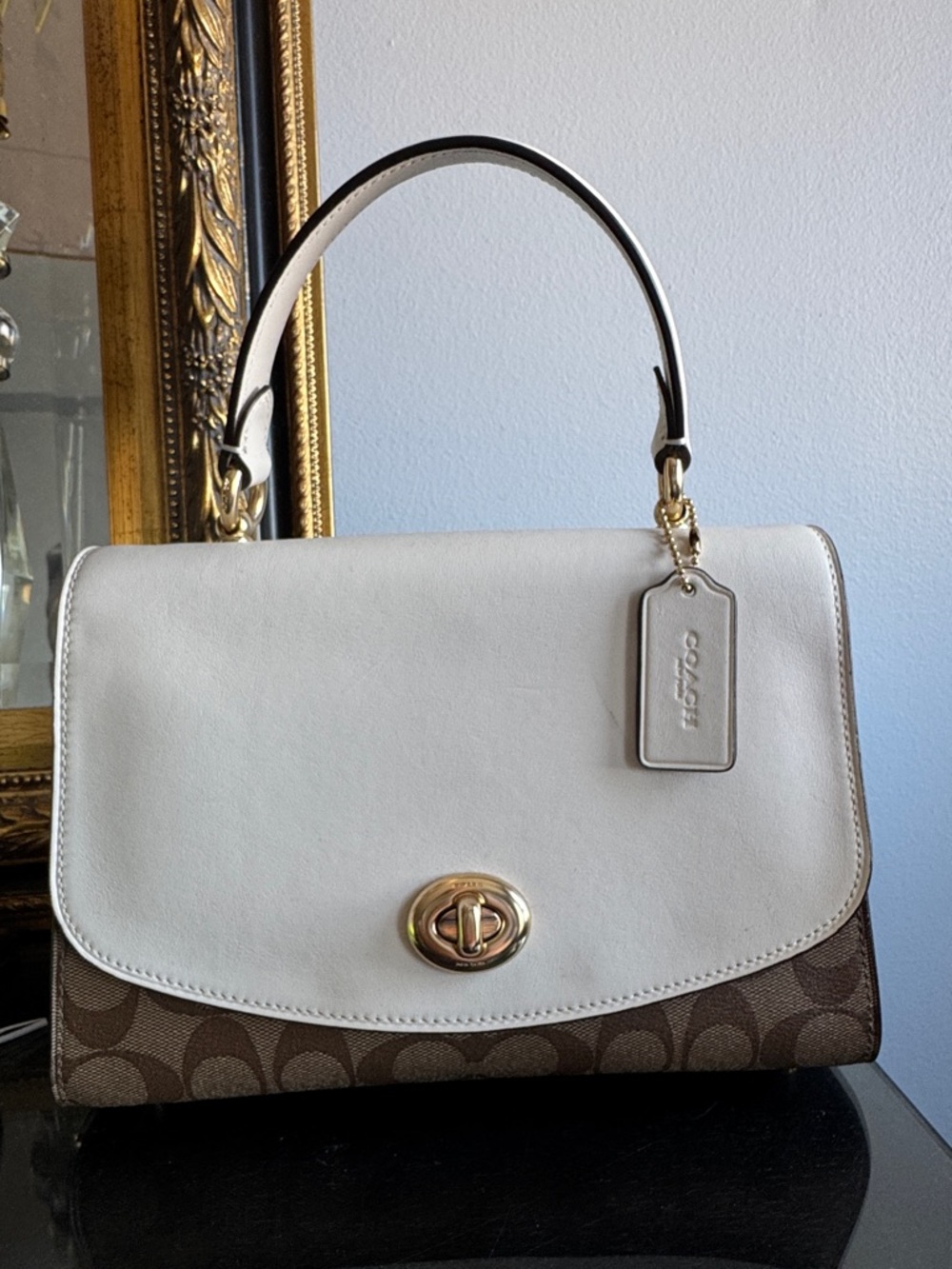 Coach Two-Tone White and Brown Satchel